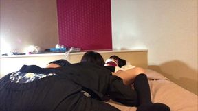 先輩彼氏の為にエロい下着履いたら先輩に褒められて嬉しいj◯後輩彼女。僕は彼女のマンコから出る汁を味わう