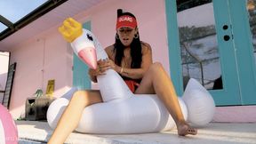 Madame Meiko: Lifeguard Pool Float Destruction - Hot Girl Pops and Destorys Your Inflatable Pool Float Collection - MP4 4k