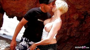 Blonde skinny teen Sofia banged by stepdad on the beach