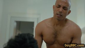 Black perverted bottom fucked in anal hole in missionary