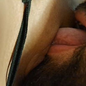 He likes to lick my wet and hot pussy !