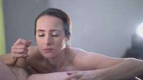 Smoking Brunette Girlfriend Swallows Cum