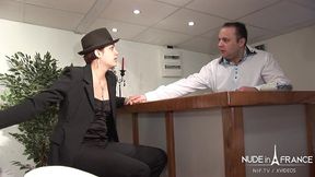 two naughty french mature girl friends sharing their ass with a lucky bar tender