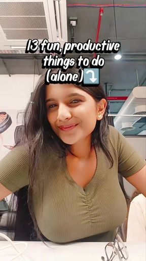 Slutty Indian GF shows off big tits while getting cum on her boobs