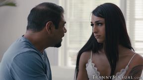 Sexy TS Khloe Kay rides her stepdad Draven Navarro after a bad date