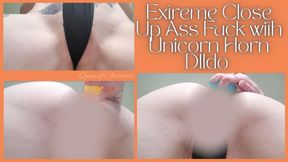 Extreme Close Up Ass Fuck with Unicorn Horn Dildo