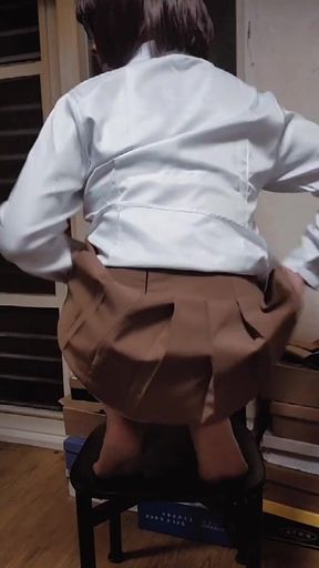 College Girl Mini Skirt and Butt Plug.