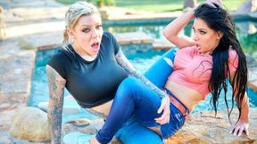 Sensual angels Karma RX and Gianna Grey are enjoying lesbian games