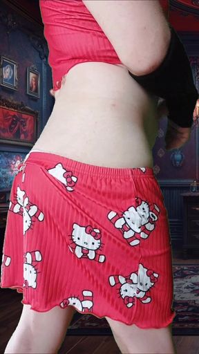 White Feminine Pretty Sissy in Sweet Shorts Booty Dance