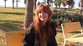 Redhead Seductress Gives Public Blowjob Before Passionate Sex Festivities