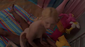 After sucking a big, black dick, petite blonde babe, Aubrey got stuffed with it and liked it