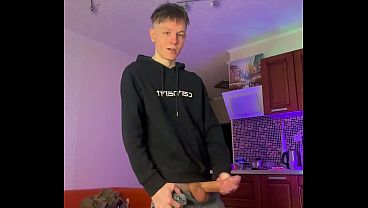 Skinny Boy Making A Huge Mess With His Thick Dick