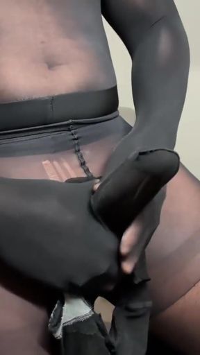Wrapped in nylon and squirting myself in the face   Clip 1