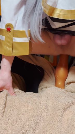 Caged Femboy Frieren Fucks Ass And Cums In Chastity   Clip 2