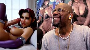 starfire jerking off her transgender cock and cumming all over her own face, ai generated