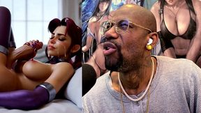 starfire jerking off her transgender cock and cumming all over her own face, ai generated