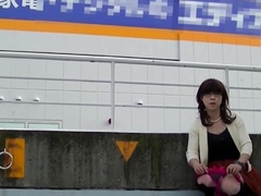 Japanese Crossdresser Outdoor Flashing.