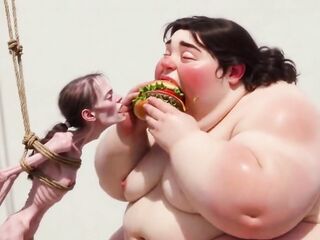 Intensive Feeding Session - SSBBW Humiliates and Fattens Thin Cutie