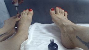 Melissa Johnson Paints Her Toe Nails Red as You touch your manhood