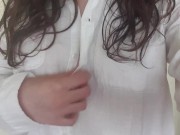 Exhibitionist STEP SISTER sends me video showing her pussy and tits in the office