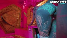 maid gets anal fucked in kitchen