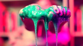 barefoot stuck in glue & masturbation