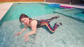 Regina Soaks Her Sexy Pant Outfit in the Pool