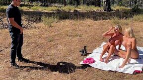 Big Tit MILFs Tease Lucky Hiker into Nasty Creampie Threesome