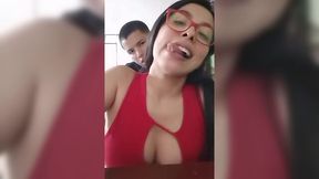 Busty married woman films herself being fucked by her colleague on the front camera