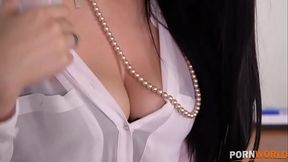 Ever-horny secretary Nelly Kent rides handyman'_s fat dick with tight ass GP1007