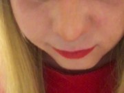Hot Blonde Crossdresser shoots her load and eats it all
