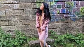 Outdoor Naked Spreading and Gaping Pussy