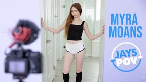Charming redhead Myra moans in Jays POV podcast