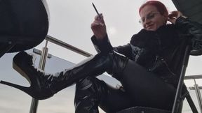 Nicotine Craving In Full Leather & High Heel Boots