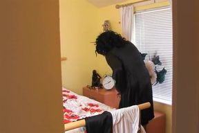 Spying sexy aunt dress up skirt stockings