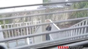 Hot little teen Lili Dixon tied up and pounded by thick cock