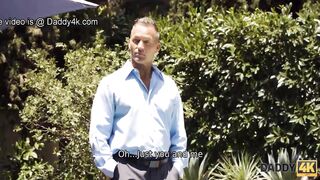 DADDY4K. Cutie and boyfriends well-built daddy make love by the pool