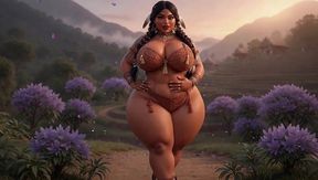 Curvy Indigenous Tribal BBW Strips & Shows Massive Tits in Sunset Village