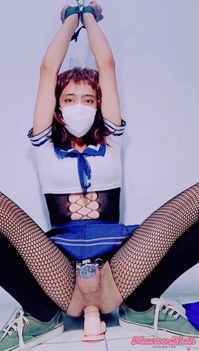 Maureennadh - Tied up Dildo Riding, Locked in Micro Chastity