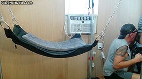 Mature gay amateur assfucked in sling after long BJ