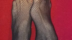34. Melove Sexy Legs in Black Fishnet showing Red Nail Polish