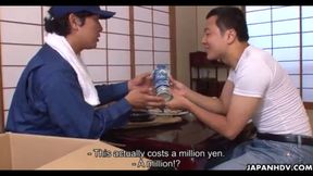 Nozomi Koizumi's Uncensored Blowjob Session with a Japanese Worker