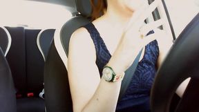 Pure pleasure in the car while driving I masturbate and play with my watch