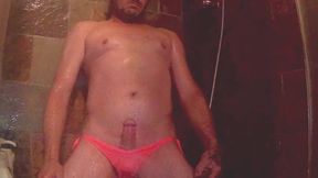 🔥 Wet &amp; Wild: Crossdressed Stud in Hot Pink Bikini Bottoms Gets Steamy in the Shower