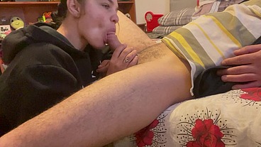 My stepdaughter sucks my cock all day and swallows my cum