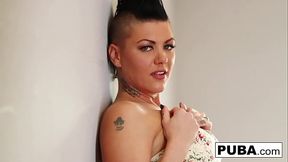 Hot brunette Jezebelle Bond teases and fingers herself