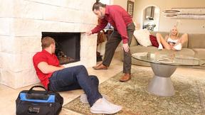 Step Daddy voyeured Chloe Temple during getting ravaged in the living room