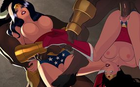 Submissive Wonder-woman Fucked and Creampied by Several Monsters