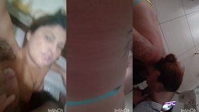 ruiva putona engole o pau grande do marido corno ate levar leitinho na cara e logo depois eles vao na casa do amigo comedor pra ela chupa outra rola grossa