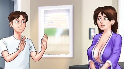 Summertime Saga 3D Sex: Roommate Gives a Massive Cock Handjob & Gets a Messy Facial